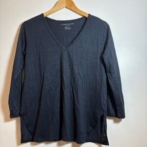 Majestic Filatures Deluxe Teeshirt Linen V-Neck Tunic Top Size 1 Small Gray‎